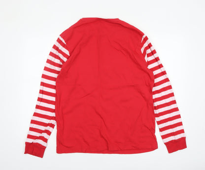 Festive Fun Men's Red Christmas Pyjama Top L Long Sleeve Cotton