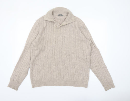 Mens UK Size M Jaeger Beige Pullover Jumper