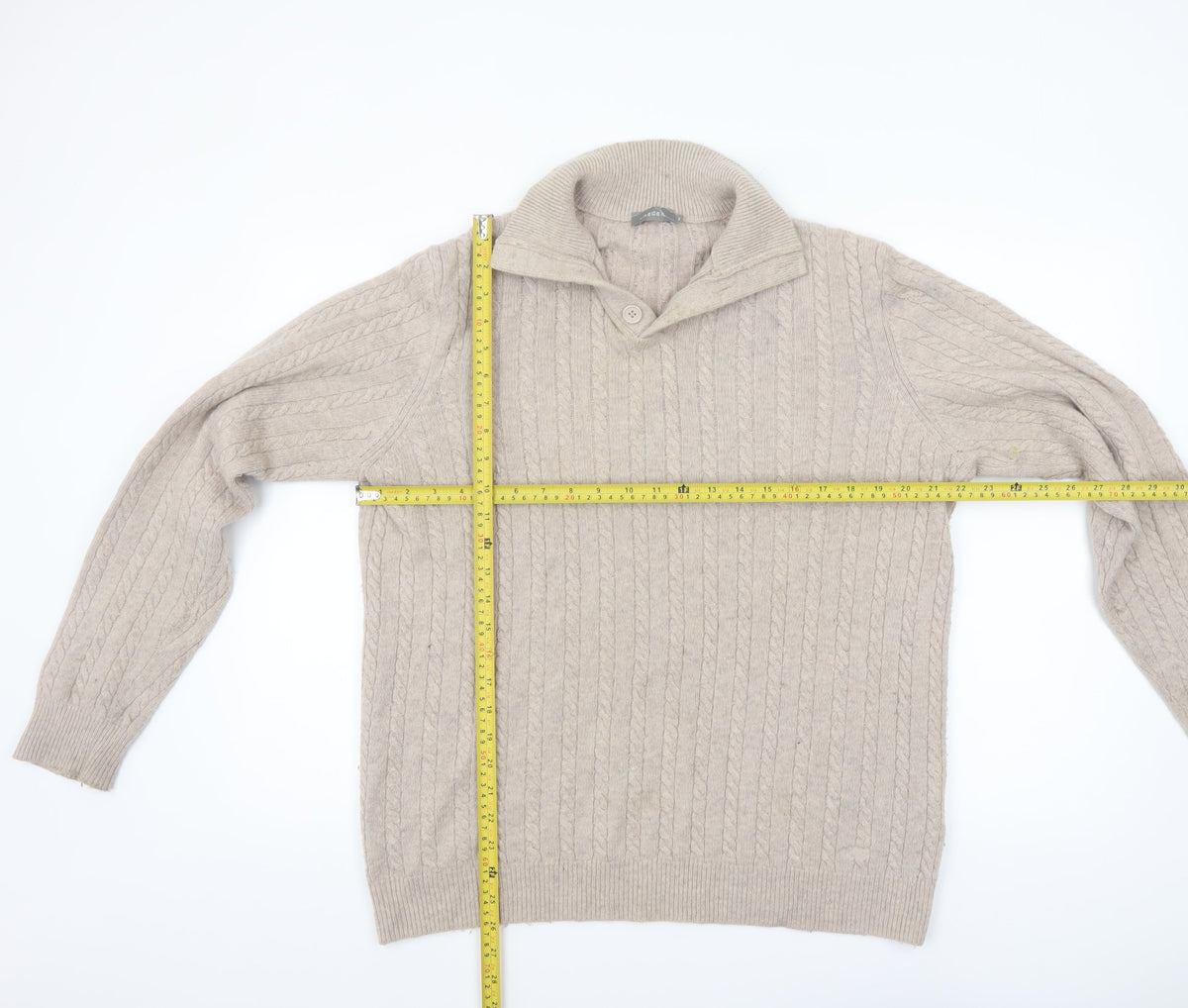 Mens UK Size M Jaeger Beige Pullover Jumper