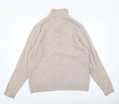 Mens UK Size M Jaeger Beige Pullover Jumper