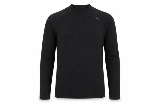 Front view of Decathlon boys’ black long sleeve mock neck sports t-shirt 10 years