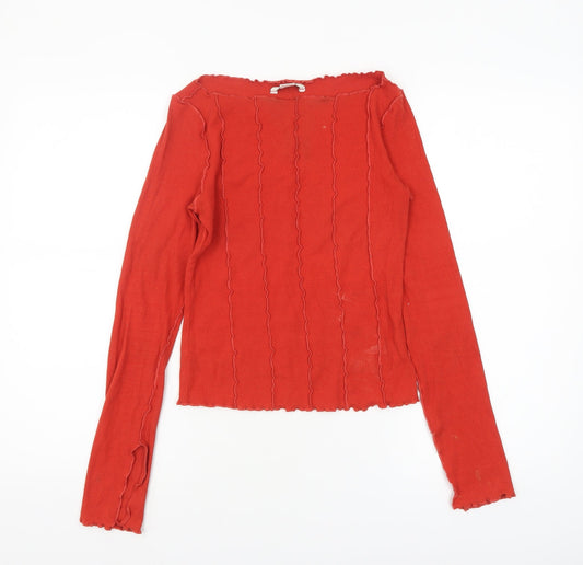 Womens UK Size XS Monki Red Basic T-Shirt