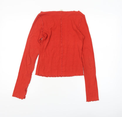 Womens UK Size XS Monki Red Basic T-Shirt