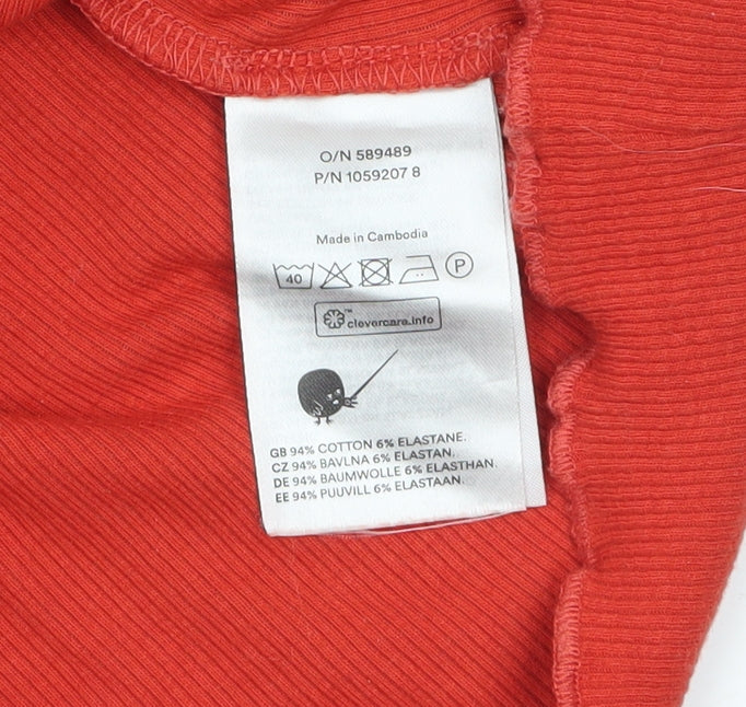 Womens UK Size XS Monki Red Basic T-Shirt