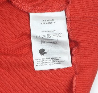 Womens UK Size XS Monki Red Basic T-Shirt