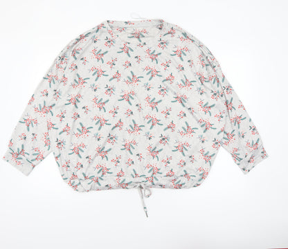 Nutmeg Women's Grey Floral Long Sleeve Pyjama Top Size 20