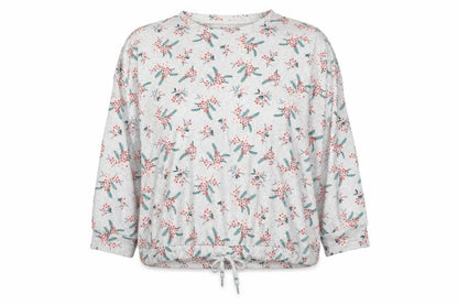 Nutmeg Women's Grey Floral Long Sleeve Pyjama Top Size 20