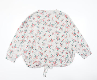 Nutmeg Women's Grey Floral Long Sleeve Pyjama Top Size 20