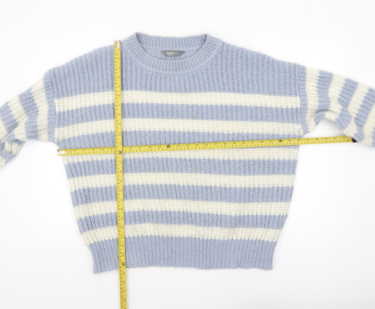 Womens UK Size 16/18 Nutmeg Blue Pullover Jumper