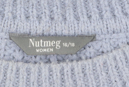 Womens UK Size 16/18 Nutmeg Blue Pullover Jumper