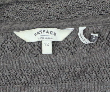 Womens UK Size 12 FatFace Brown Cardigan Jumper