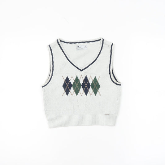 Womens UK Size XS Hollister White Vest Jumper