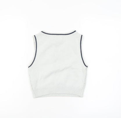 Womens UK Size XS Hollister White Vest Jumper