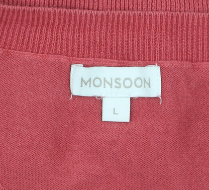 Womens UK Size L Monsoon Red Cardigan Jumper