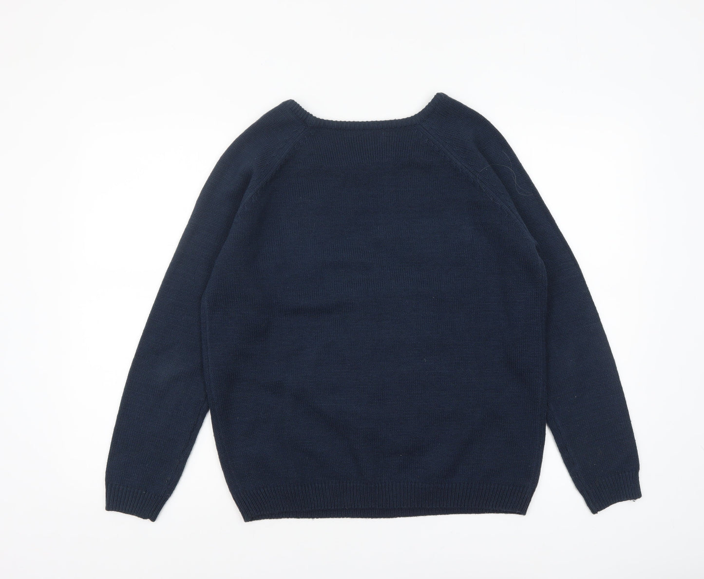 Womens UK Size 12-14 Christmas Blue Pullover Jumper