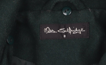 Miss Selfridge Women’s Green Wool Blend Mid-Length Coat UK 8