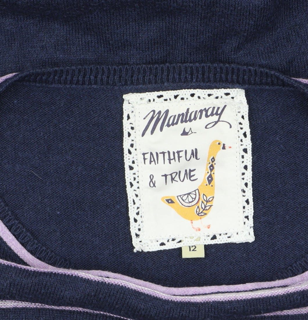 Womens UK Size 12 Mantaray Blue Pullover Jumper