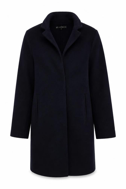 Zara Women Black Wool Blend Mid-Length Overcoat Size S