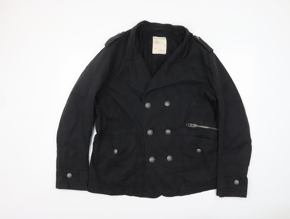 Mens UK Size L Burton Black Pea Coat
