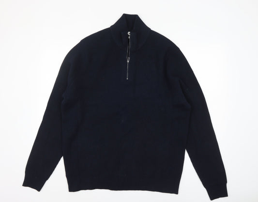 Mens UK Size XL Marks and Spencer Black 1/2 Zip Jumper