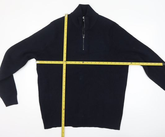 Mens UK Size XL Marks and Spencer Black 1/2 Zip Jumper