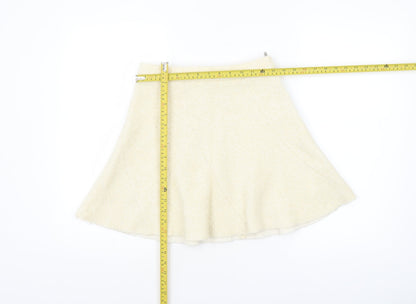 Zara Women Ivory Wool Blend A-Line Short Skirt XS