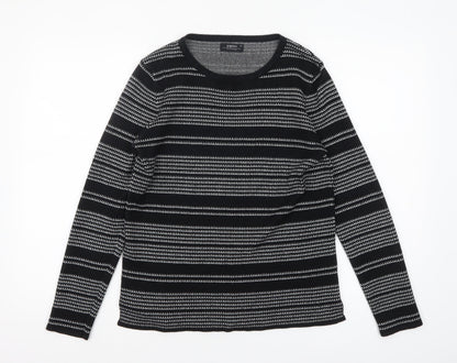 Papaya Women’s Black Striped Knit Jumper Size 12 Long Sleeve Pullover