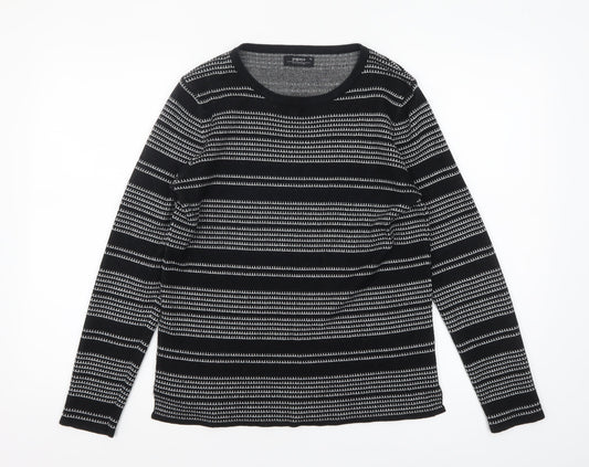 Papaya Women’s Black Striped Knit Jumper Size 12 Long Sleeve Pullover