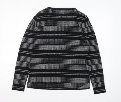 Papaya Women’s Black Striped Knit Jumper Size 12 Long Sleeve Pullover