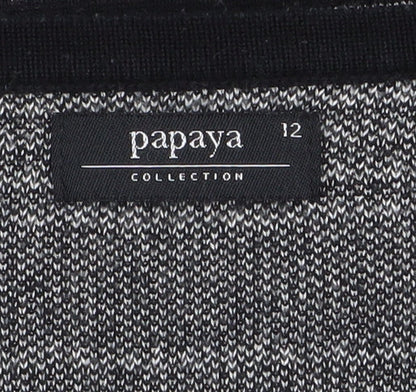 Papaya Women’s Black Striped Knit Jumper Size 12 Long Sleeve Pullover