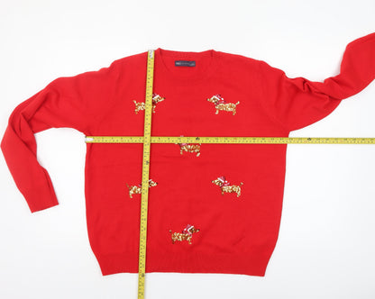Womens UK Size L Marks and Spencer Red Pullover Jumper