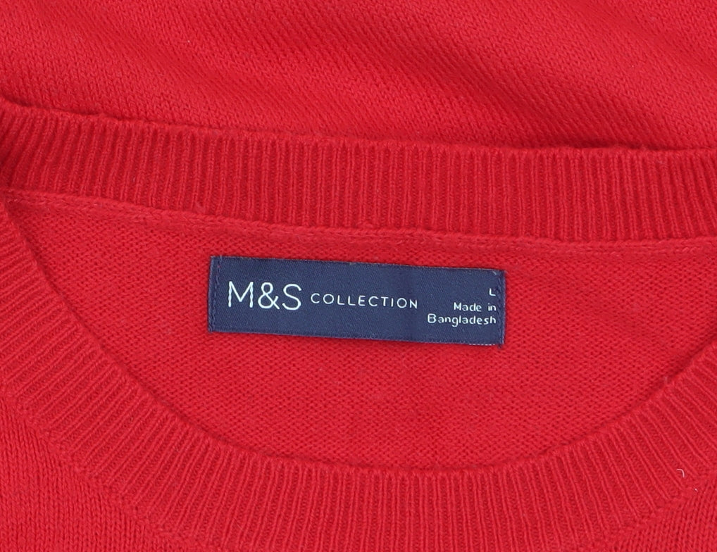Womens UK Size L Marks and Spencer Red Pullover Jumper