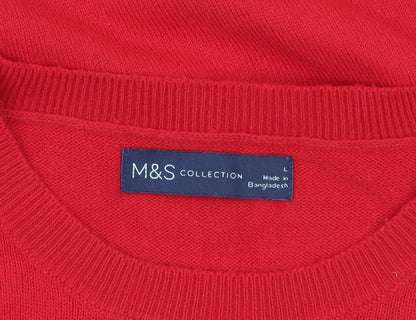 Womens UK Size L Marks and Spencer Red Pullover Jumper