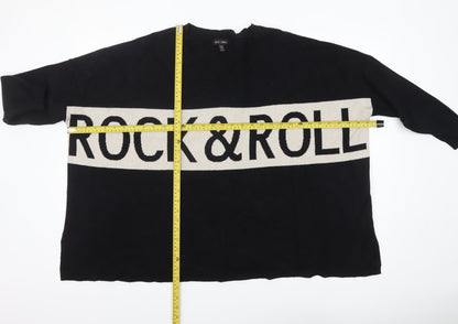 Womens UK Size M/L QED London Black Pullover Jumper
