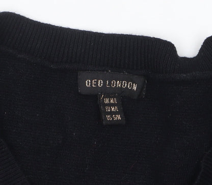 Womens UK Size M/L QED London Black Pullover Jumper
