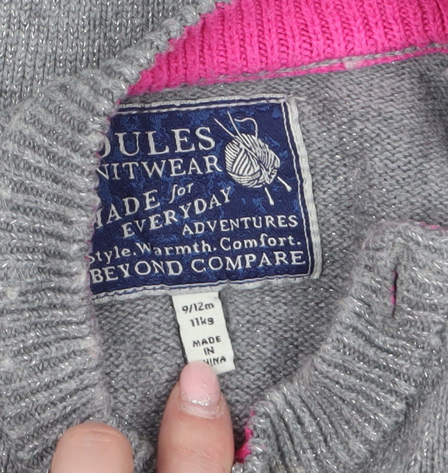 Girls UK Size 9-12 Months Joules Grey Pullover Jumper