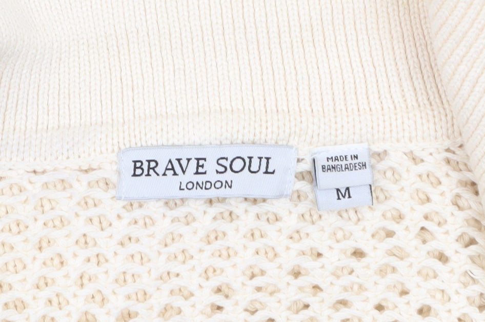 Womens UK Size M Brave Soul Beige Pullover Jumper