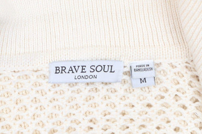 Womens UK Size M Brave Soul Beige Pullover Jumper