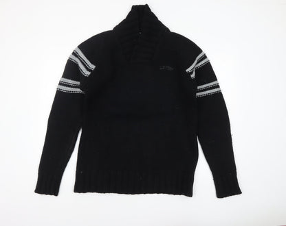 Levi's Men's Black Wool XL V-Neck Chunky Knit Pullover Jumper