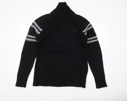 Levi's Men's Black Wool XL V-Neck Chunky Knit Pullover Jumper