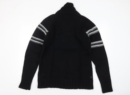 Levi's Men's Black Wool XL V-Neck Chunky Knit Pullover Jumper