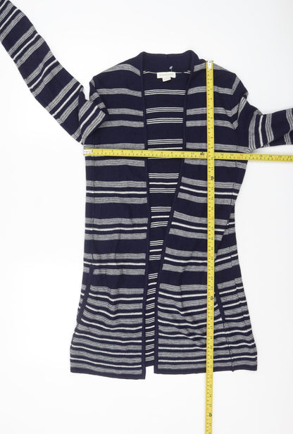 Monsoon Women’s Blue Striped Knit Long Sleeve Open Cardigan Size 8