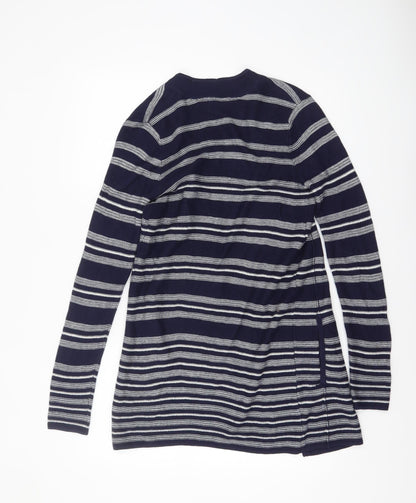 Monsoon Women’s Blue Striped Knit Long Sleeve Open Cardigan Size 8