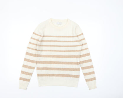 Papaya Women Beige Striped Cable-Knit Jumper Size 12