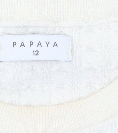 Papaya Women Beige Striped Cable-Knit Jumper Size 12