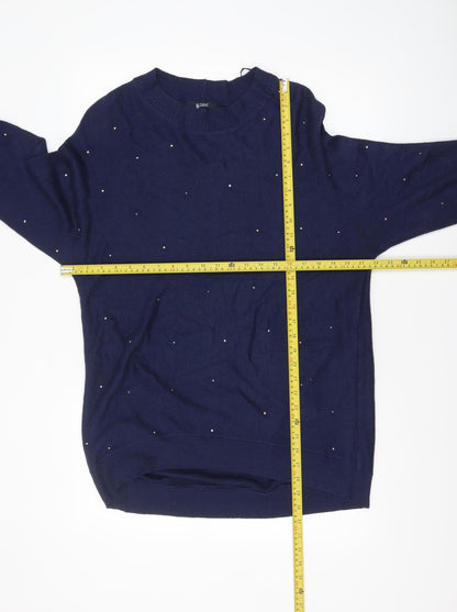 Next Women’s Blue Beaded Crew Neck Acrylic Jumper Size S