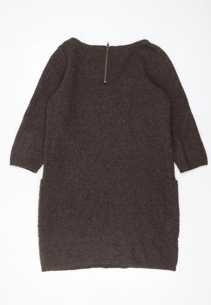 Monsoon Women’s Brown Wool Alpaca Tunic Jumper Medium 3/4 Sleeve