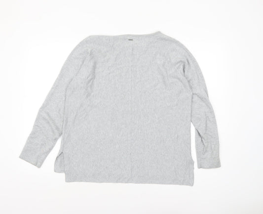 White Stuff Women's Grey Cotton Modal Pullover Jumper UK 14