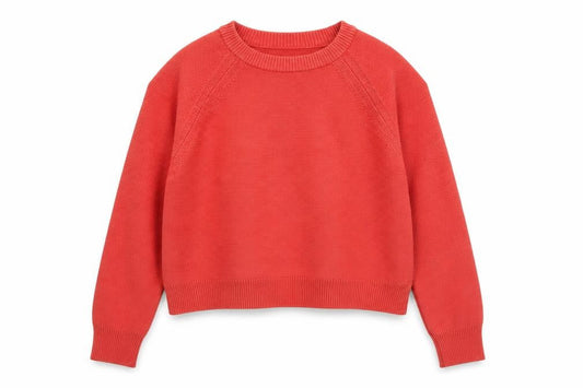 Front view of French Connection Women's Red Cotton Crew Neck Jumper, size 16, XL