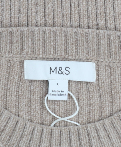 Womens UK Size L Marks and Spencer Beige Pullover Jumper